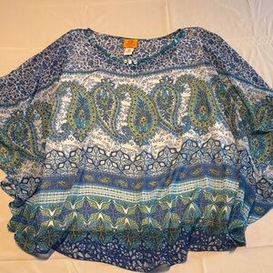 Ruby Rd. Blue and Green Paisley Blouse